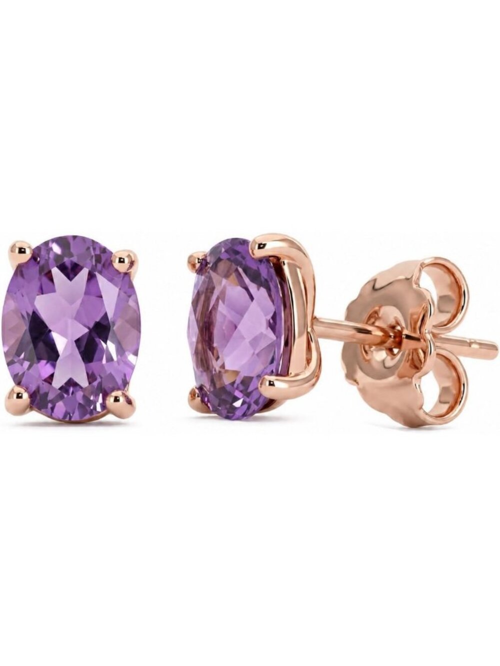 Stunning 1 to 2.5 Carat Oval Gemstone Stud Earrings in 14K Gold Plated Silver